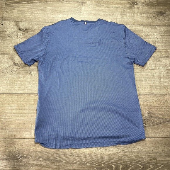 BOSS Shirt Mens Large‎ Blue Waffle Knit Textured Crewneck Short Sleeve Tee - Picture 4 of 8